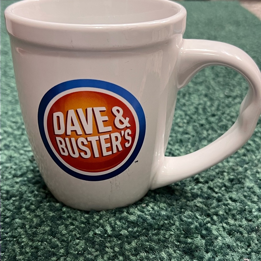 Dave and Buster's Coffee Mug Cup Large Size 4.5" Tall White w/ Logo